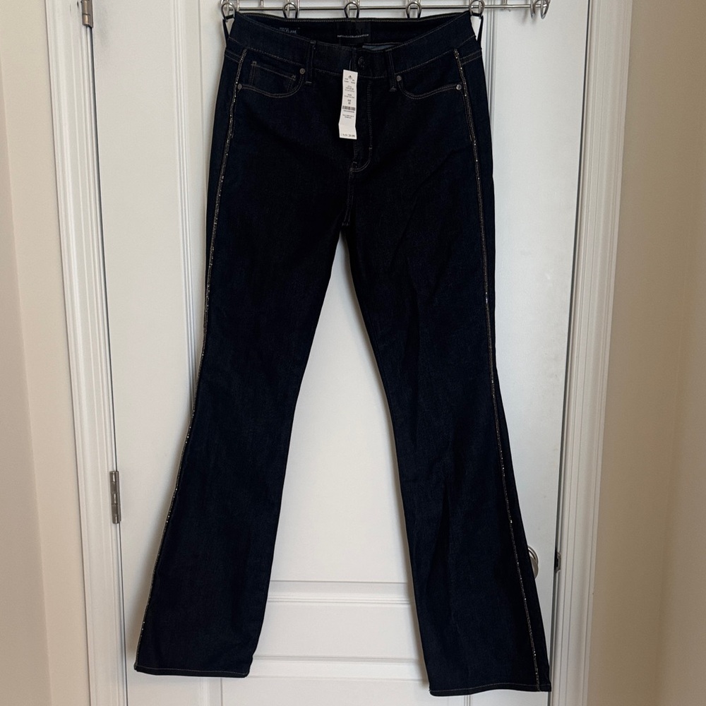 White House Black Market Women's Dark Blue Flare Jeans